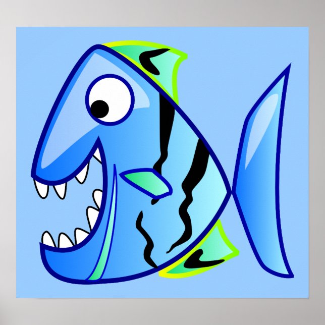 icon-27971  icon blue fish theme apps piranha CUTE Poster (Front)