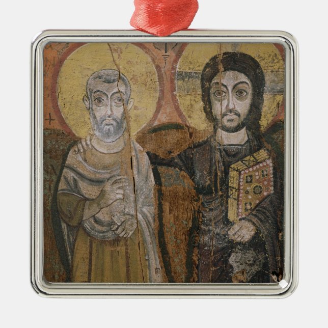 Icon depicting Abbott Mena with Christ Metal Ornament (Front)