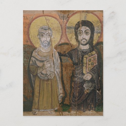 Icon depicting Abbott Mena with Christ Postcard