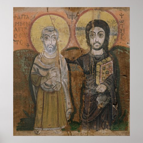 Icon depicting Abbott Mena with Christ Poster