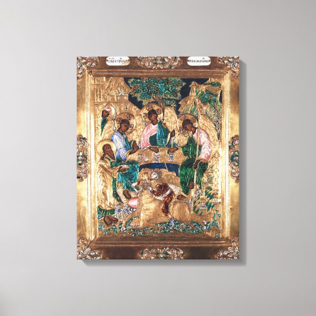 Icon depicting Abraham and the Three Angels Canvas Print (Front)