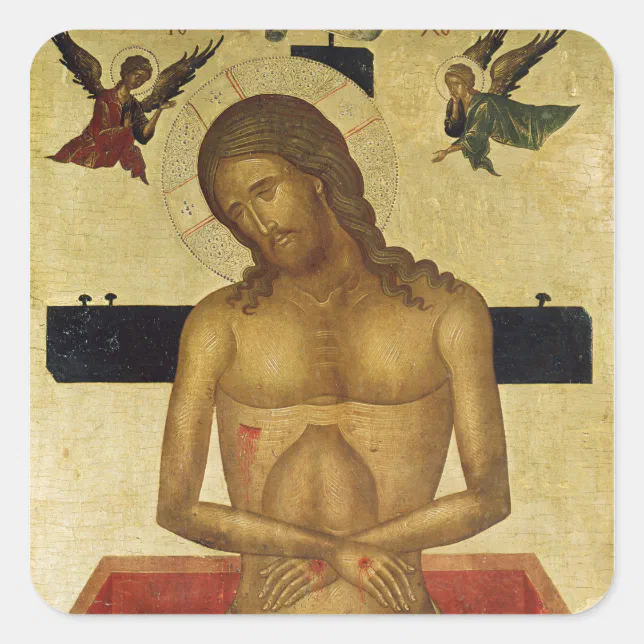Icon depicting Christ in the tomb Square Sticker | Zazzle