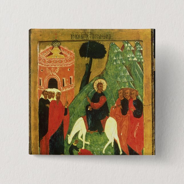 Icon depicting Christ's Entry into Jerusalem Pinback Button (Front)