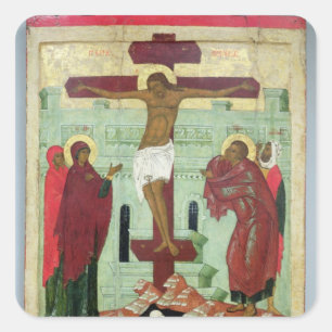 Icon depicting the Crucifixion with the Virgin Square Sticker