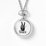 Icon Hand Peace Sign With Text “peace” Watch at Zazzle