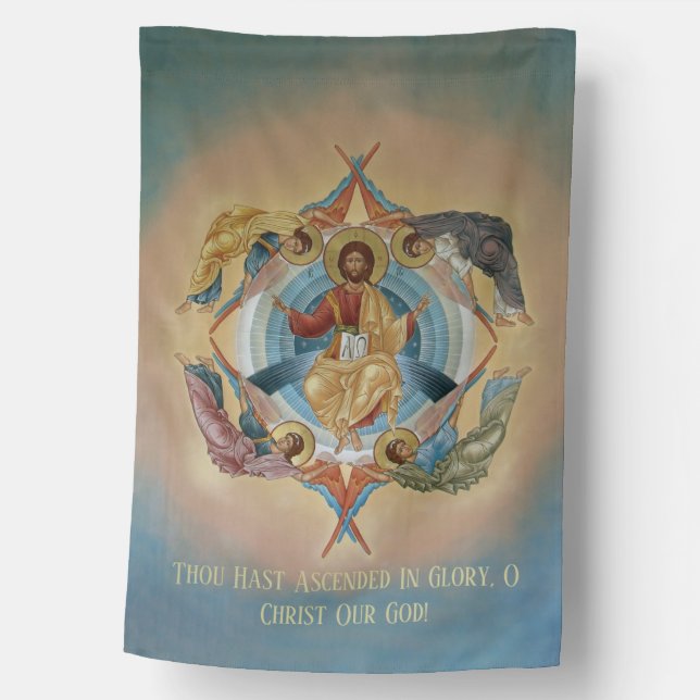 Icon of Ascending Christ Weatherproof House Flag (Front)