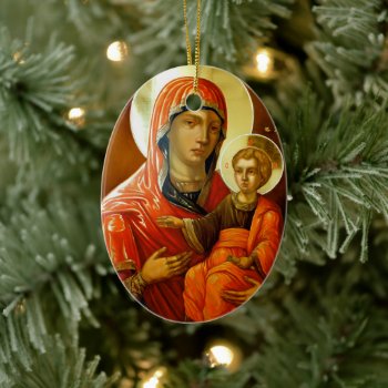 Icon Of Saint Mary With Lord Jesus Ceramic Ornament by XmasJoy at Zazzle