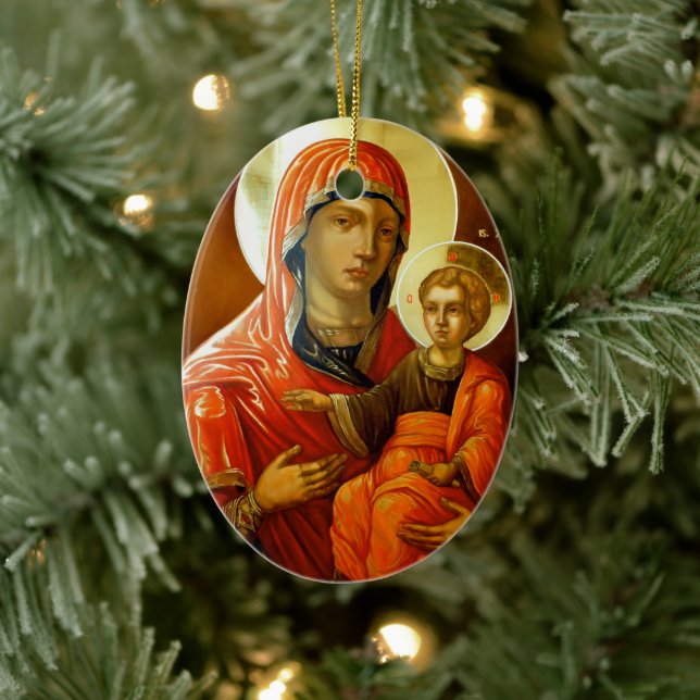 Icon of Saint Mary With Lord Jesus Ceramic Ornament (Tree)
