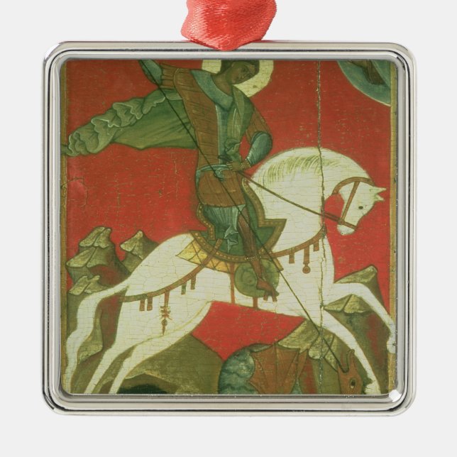 Icon of St. George and the Dragon Metal Ornament (Front)