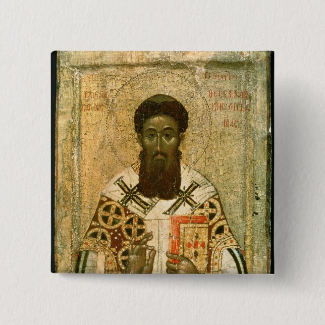 Icon of St. Gregory  Archbishop of Thessaloniki Button (Front)