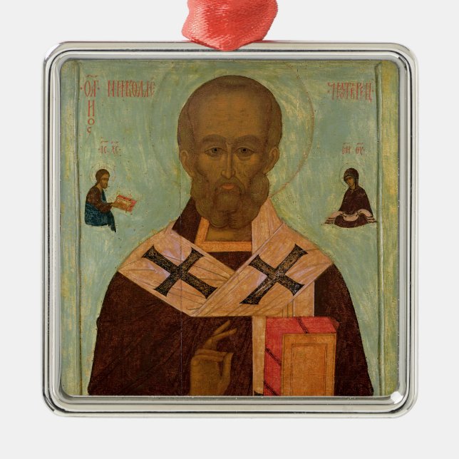 Icon of St. Nicholas Metal Ornament (Front)