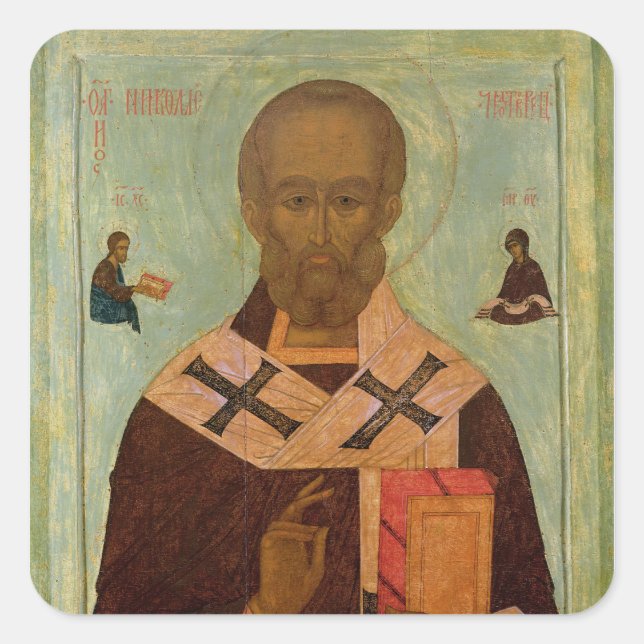 Icon of St. Nicholas Square Sticker (Front)