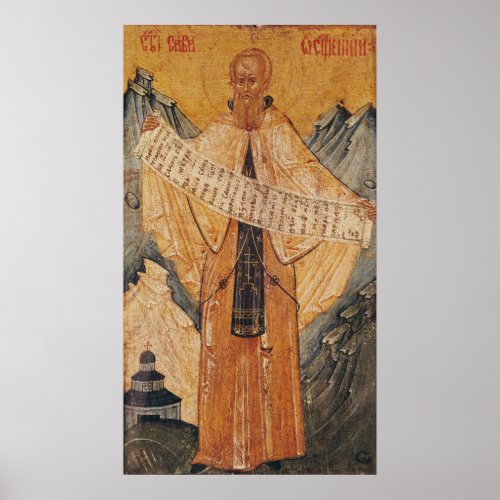 Icon of St Sabas of Jerusalem 1572 Poster