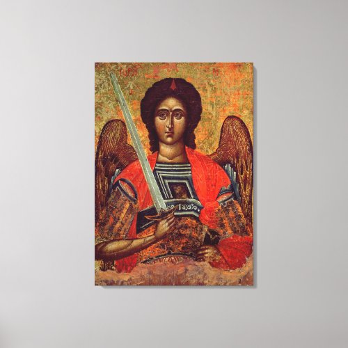 Icon of the Angel Michael Greek 18th century Canvas Print