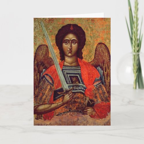 Icon of the Angel Michael Greek 18th century Card