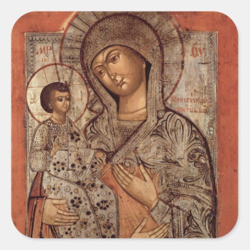 Icon of the Blessed Virgin with Three Hands Square Sticker