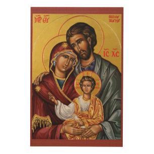 ICON OF THE HOLY FAMILY WOOD WALL ART