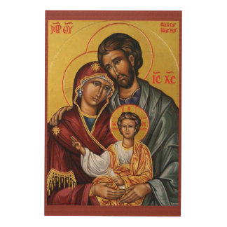 ICON OF THE HOLY FAMILY WOOD WALL ART