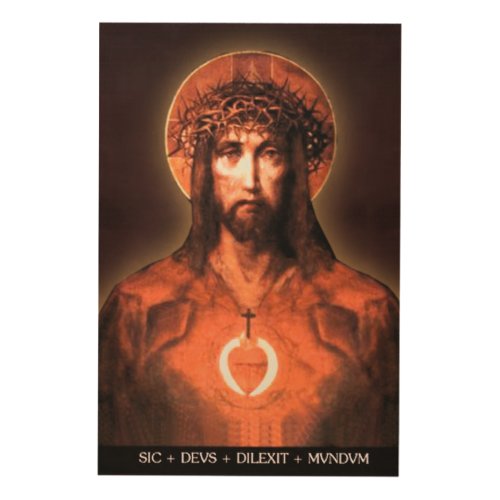 ICON OF THE SACRED HEART OF JESUS  FOR YOUR VENERA WOOD WALL ART