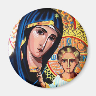 Icon of the Virgin of Kazan Romanian on glass Wind Magnet