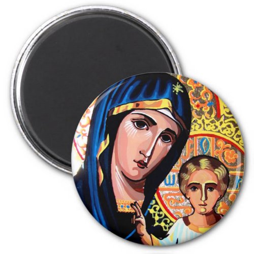 Icon of the Virgin of Kazan Romanian on glass Wind Magnet