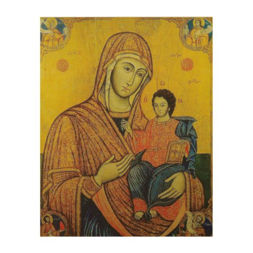 Icon of Virgin Mary Wood Wall Art
