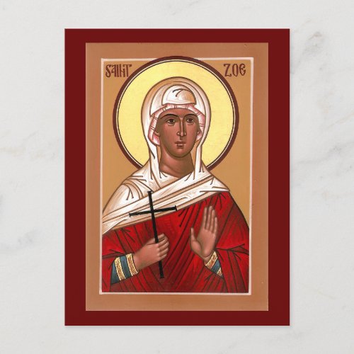Icon Prayer Card Saint Zoe __ Blank on Back