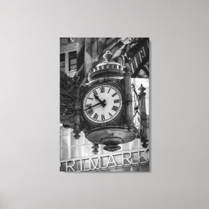 Icon Time Over State St Black and White Portrait Canvas Print