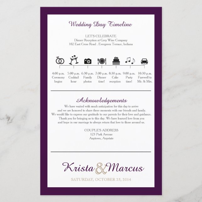 Icon TImeline Wedding Program (Front)