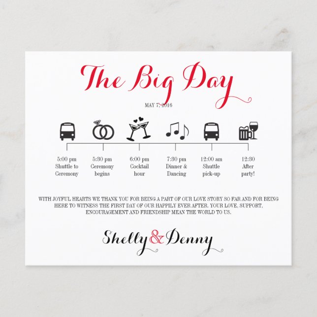 Icon Wedding Itinerary (Front)