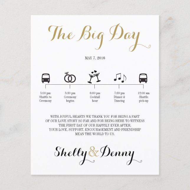 Icon Wedding Itinerary (Front)