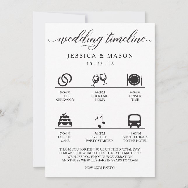 Icon Wedding Itinerary and Wedding Welcome (Front)
