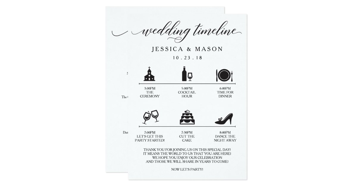 Icon Wedding Itinerary And Wedding Welcome Invitation Zazzle Com