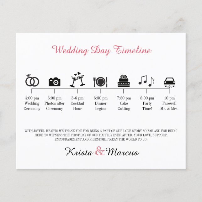 Icon Wedding Timeline Program (Front)