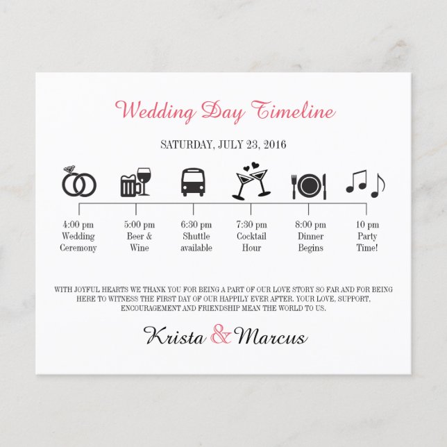 Icon Wedding Timeline Program (Front)