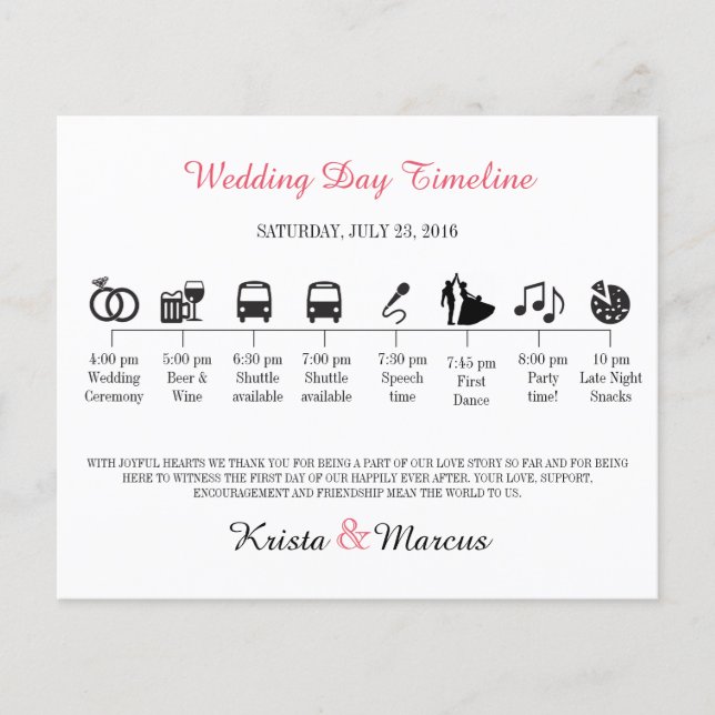 Icon Wedding Timeline Program (Front)