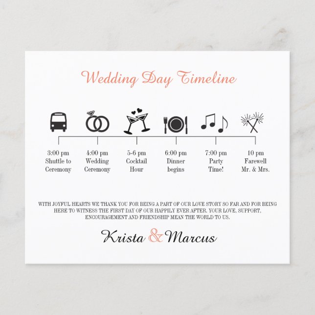 Icon Wedding Timeline Program (Front)