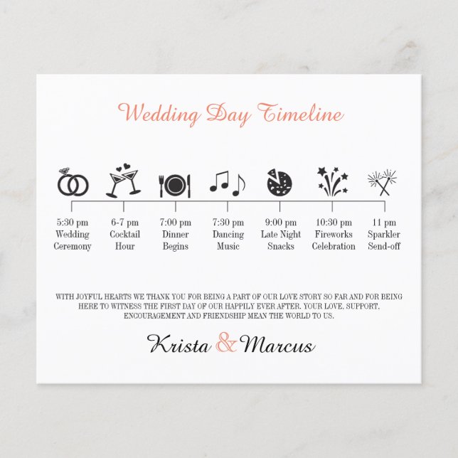 Icon Wedding Timeline Program (Front)
