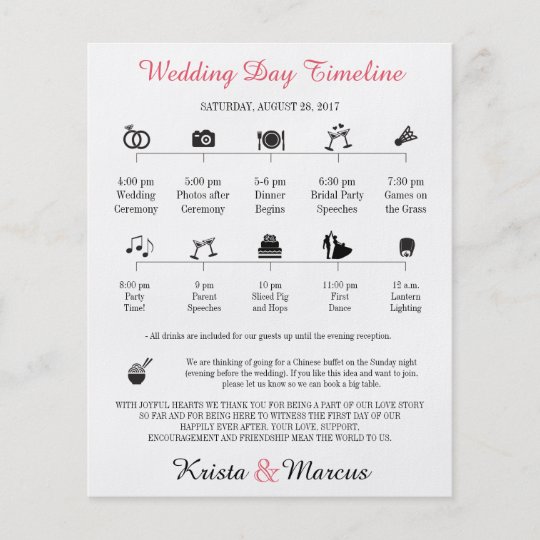 Icon Wedding Timeline Program Flyer Zazzle Icon Wedding Timeline Program Flyer