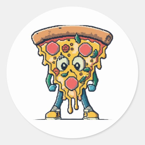 icne souriante pizza mignonne classic round sticker