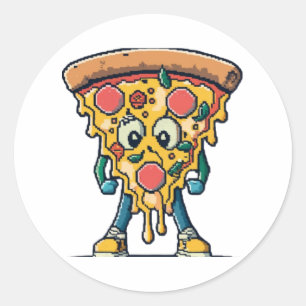 icône souriante pizza mignonne  classic round sticker