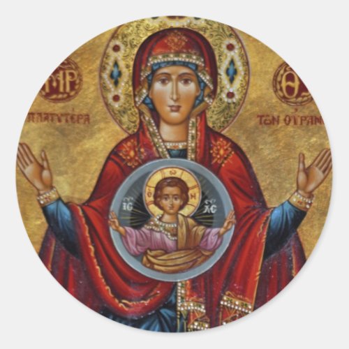 Iconic 15th Century Mary with Christ Child Classic Round Sticker