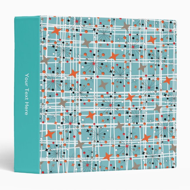 Iconic 1950's Atomic Starburst Retro Design 3 Ring Binder (Front/Spine)