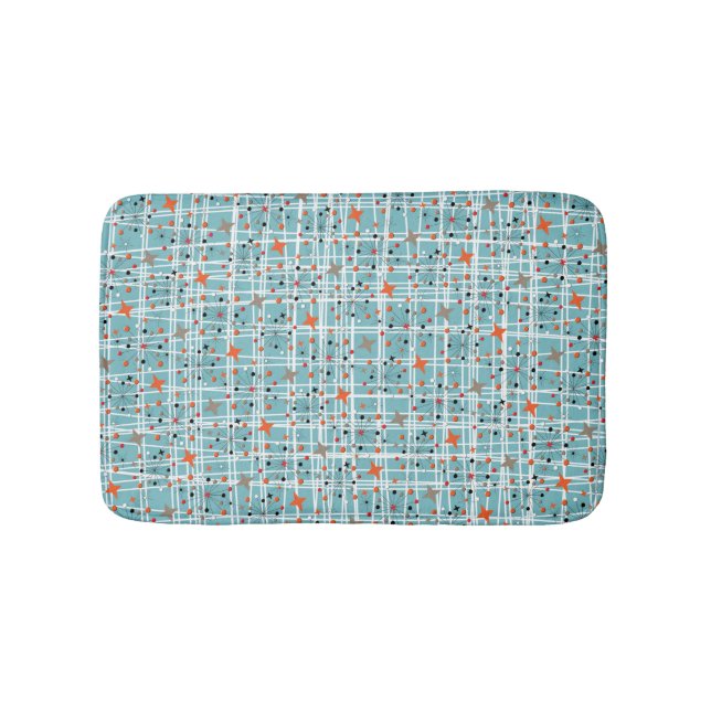 Iconic 1950's Atomic Starburst Retro Design Bath Mat (Front)