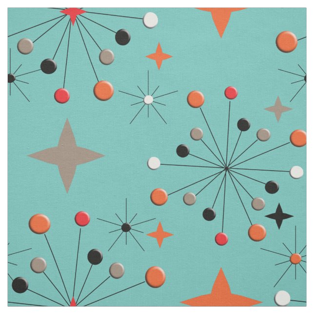 Iconic 1950's Atomic Starburst Retro Design Fabric (Swatch)