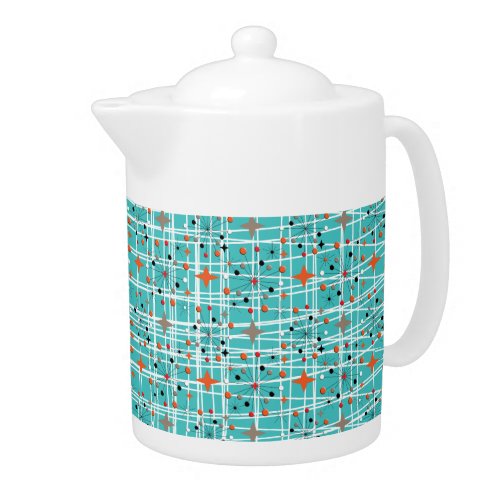 Iconic 1950s Atomic Starburst Retro Design Teapot