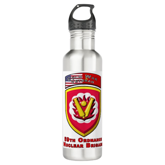 Iconic 59th Ordnance Nuclear Brigade Stainless Steel Water Bottle (Front)
