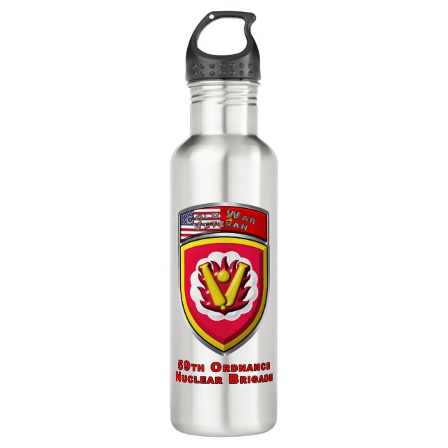 Iconic 59th Ordnance Nuclear Brigade  Stainless Steel Water Bottle (Front)