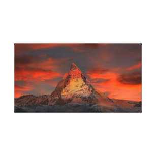 Iconic Alpine Mountain Matterhorn at Sunset Canvas Print