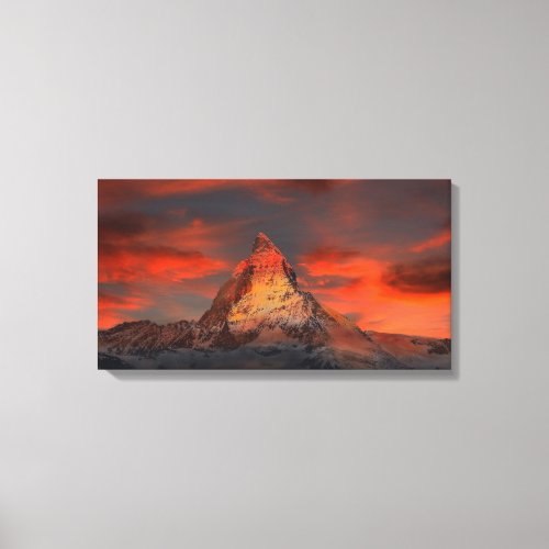Iconic Alpine Mountain Matterhorn at Sunset Canvas Print